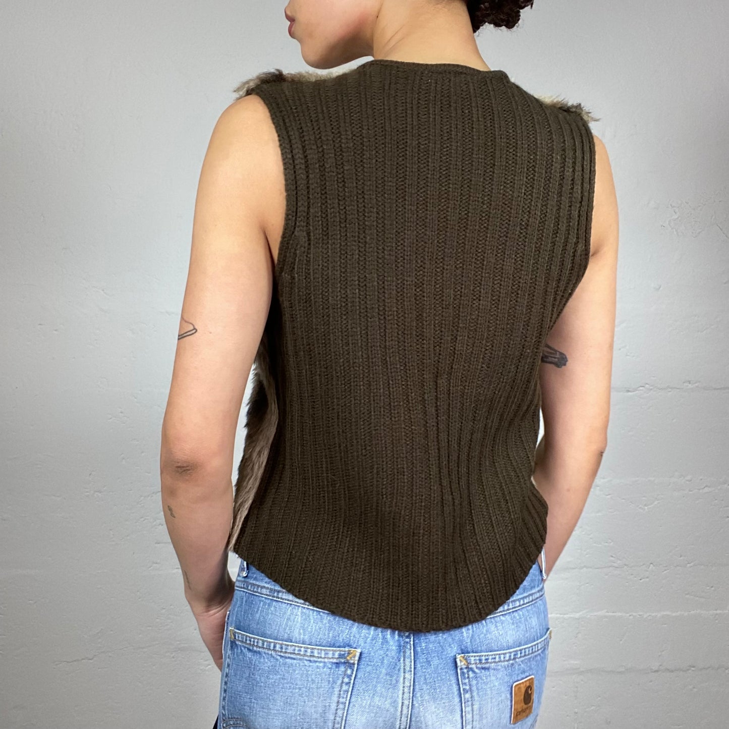 Vintage 2000's Bratz Faux Fur Brown Vest (M)