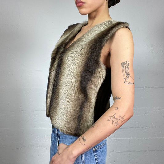 Vintage 2000's Bratz Faux Fur Brown Vest (M)