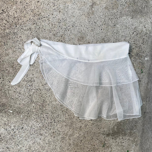 Vintage 2000's Summer White Mesh Waist Skirt-Belt