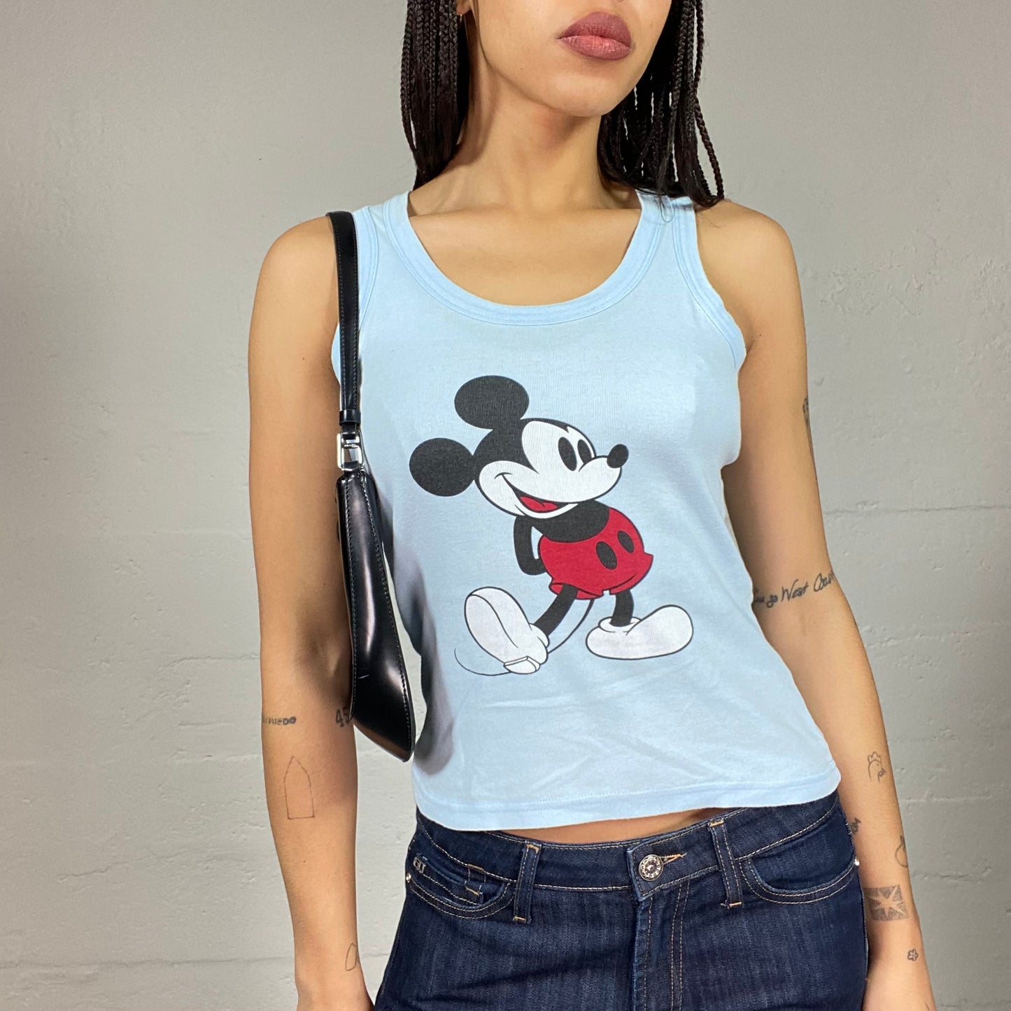 Vintage 2000's Disney Cute Baby Blue Top with Mickey Mouse Print (S)