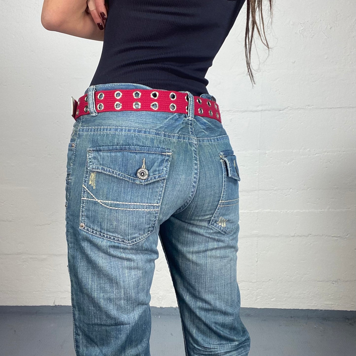 Vintage 2000's Rave Red Nyoln Belt with Studs Details