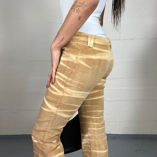 Vintage 2000's Pasión de Gavilanes Brown Boot Leg Pants with Bleached Lines Print(S)
