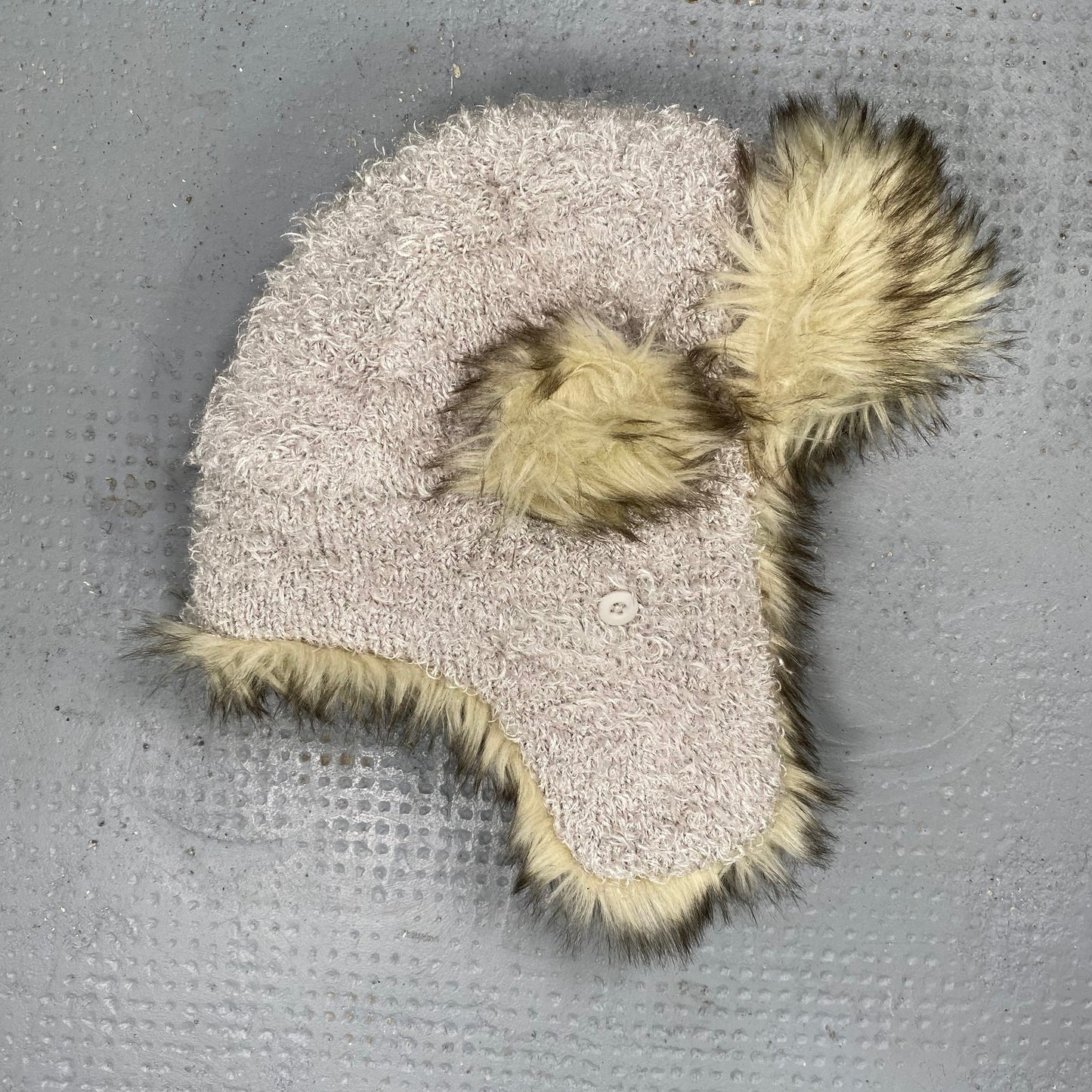 Vintage 2000's Brown Fluff Faux Fur Crochet Ski Cap (one size)