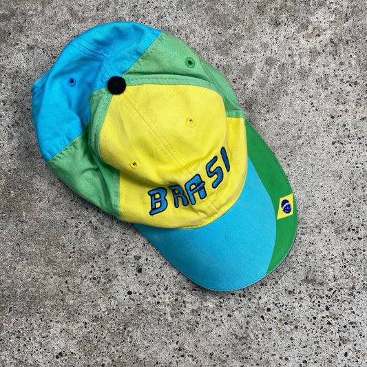 Vintage 2000's Football Core Brasil Yellow Green and Blue Cap