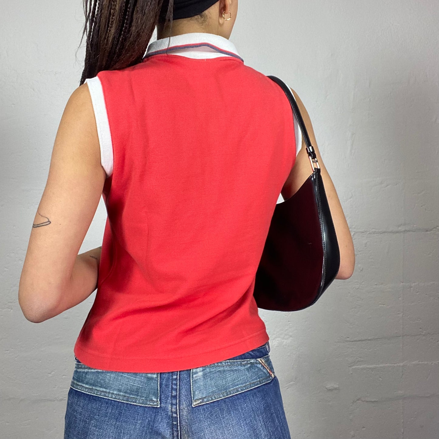 Vintage 2000's Reebok Sporty Red Polo Top with Brand Logo Detail (S)