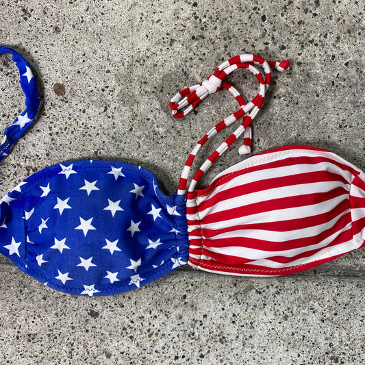 Vintage 2000's US Flag Bandeau Bikini Top (XS)