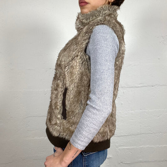 Vintage 2000's Bratz Faux Fur Brown Vest (S)