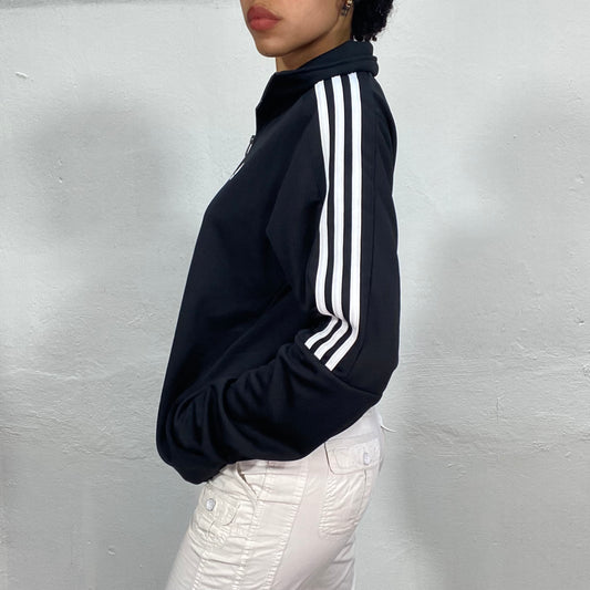 Vintage 2000's Adidas Classic Black Zip Up Sweater (M)