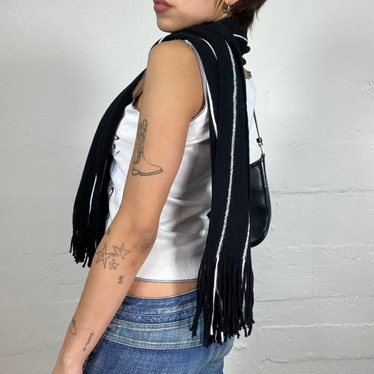 Vintage 2000's Black Striped Scarf