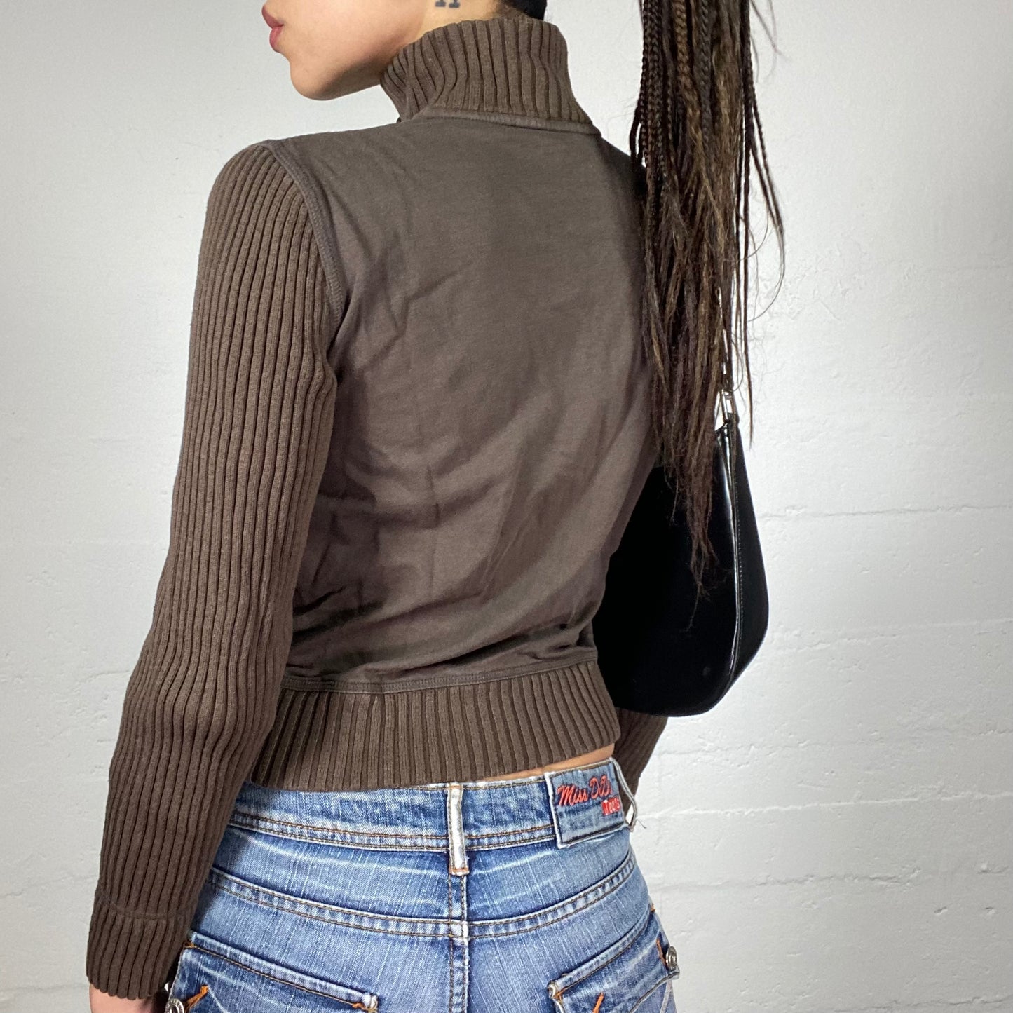 Vintage 2000's Pepe Jeans College Girl Khaki Zip Up Sweater with Brand Golden Print (S)