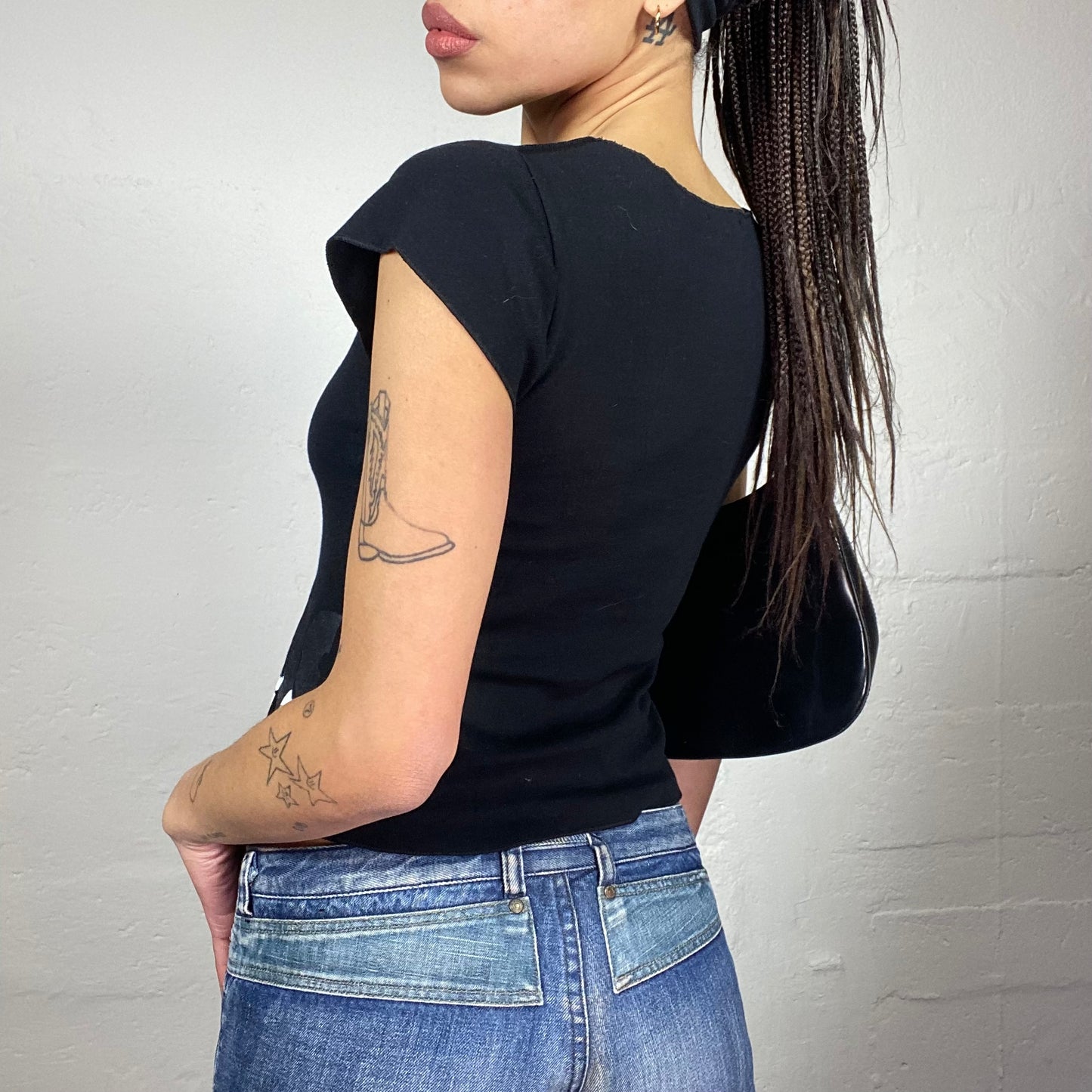 Vintage 2000's Sporty Black Top with "Paris" Print Detail (S)