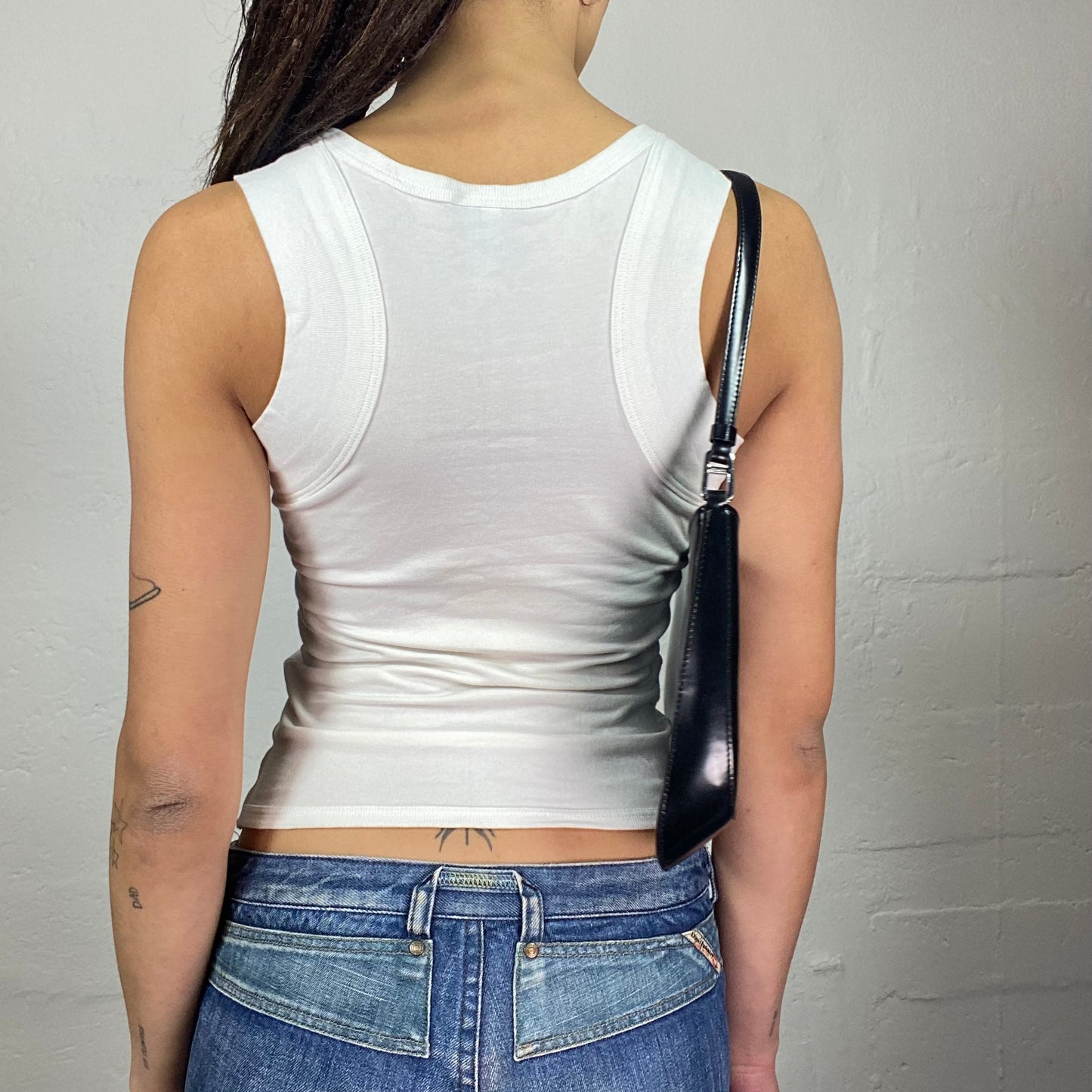 Vintage 2000's Playbpy Downtown Girl White Top with Glitter Camo Print Brand Bunny Detail (S)