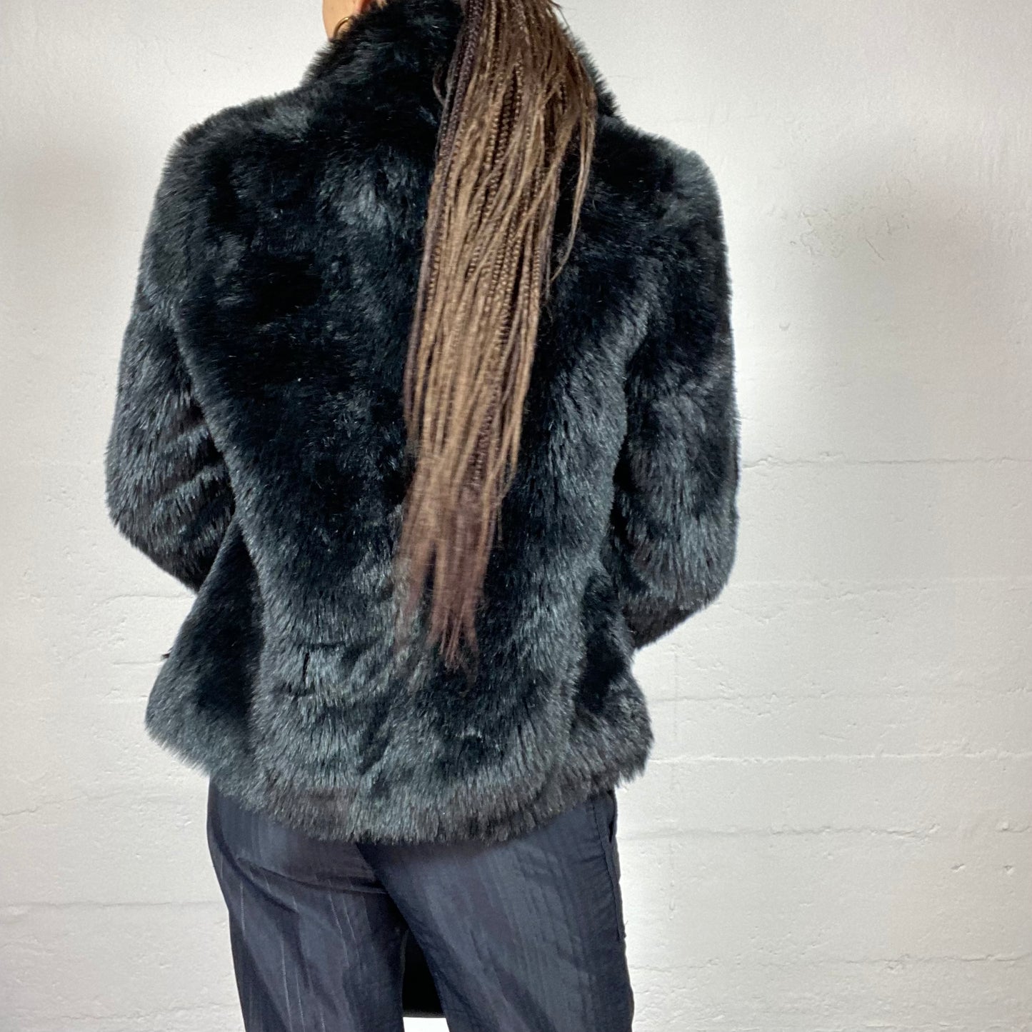 Vintage 2000 Indie Black Fluffy Short Jacket (S)