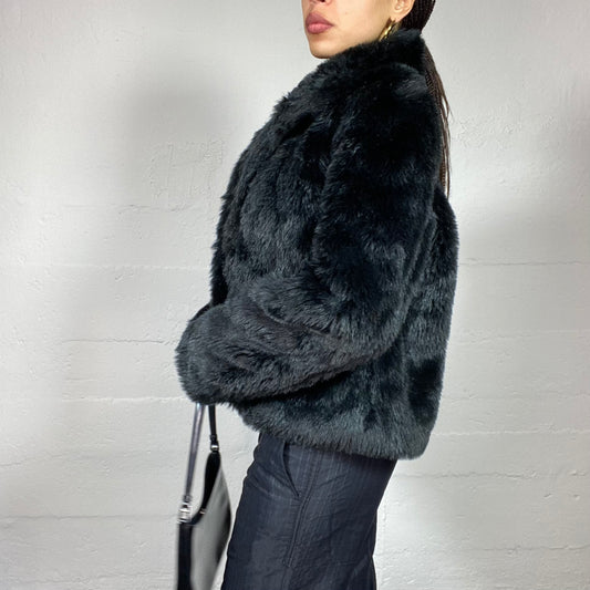 Vintage 2000 Indie Black Fluffy Short Jacket (S)
