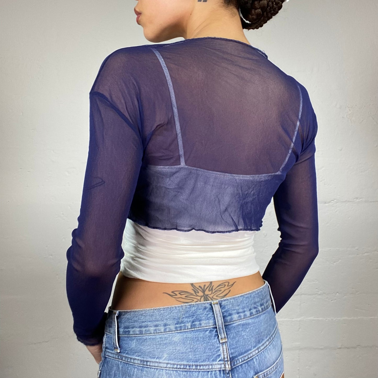 Vintage 2000's Mermaid Navy Blue Mesh Bolero (S)