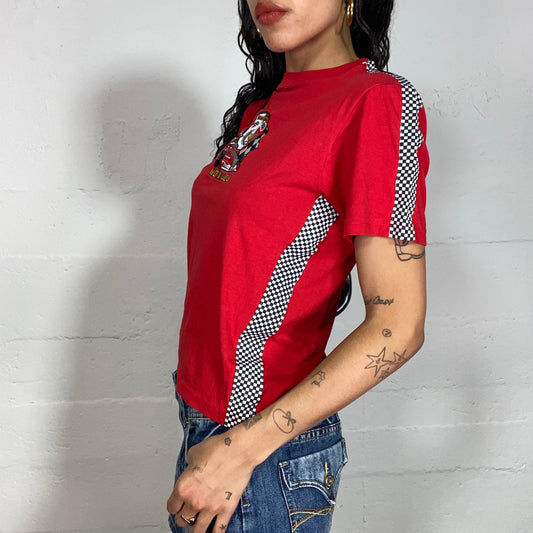 Vintage 2000's Sporty Girl Red Top with "Monaco Grand Prix" and Race Car Print (S)