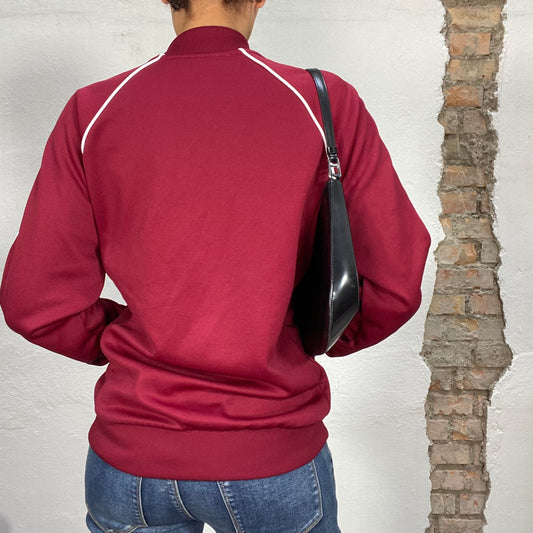 Vintage 2000's Adidas Dark Red Zip Up Sweater (M)