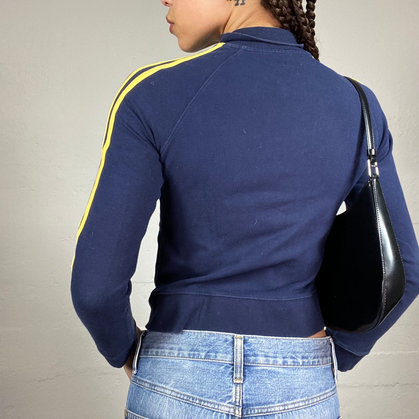 Vintage 2000's Pepe Jeans Blue Zip Up Jacket with Yellow Brand Print Detail (S)