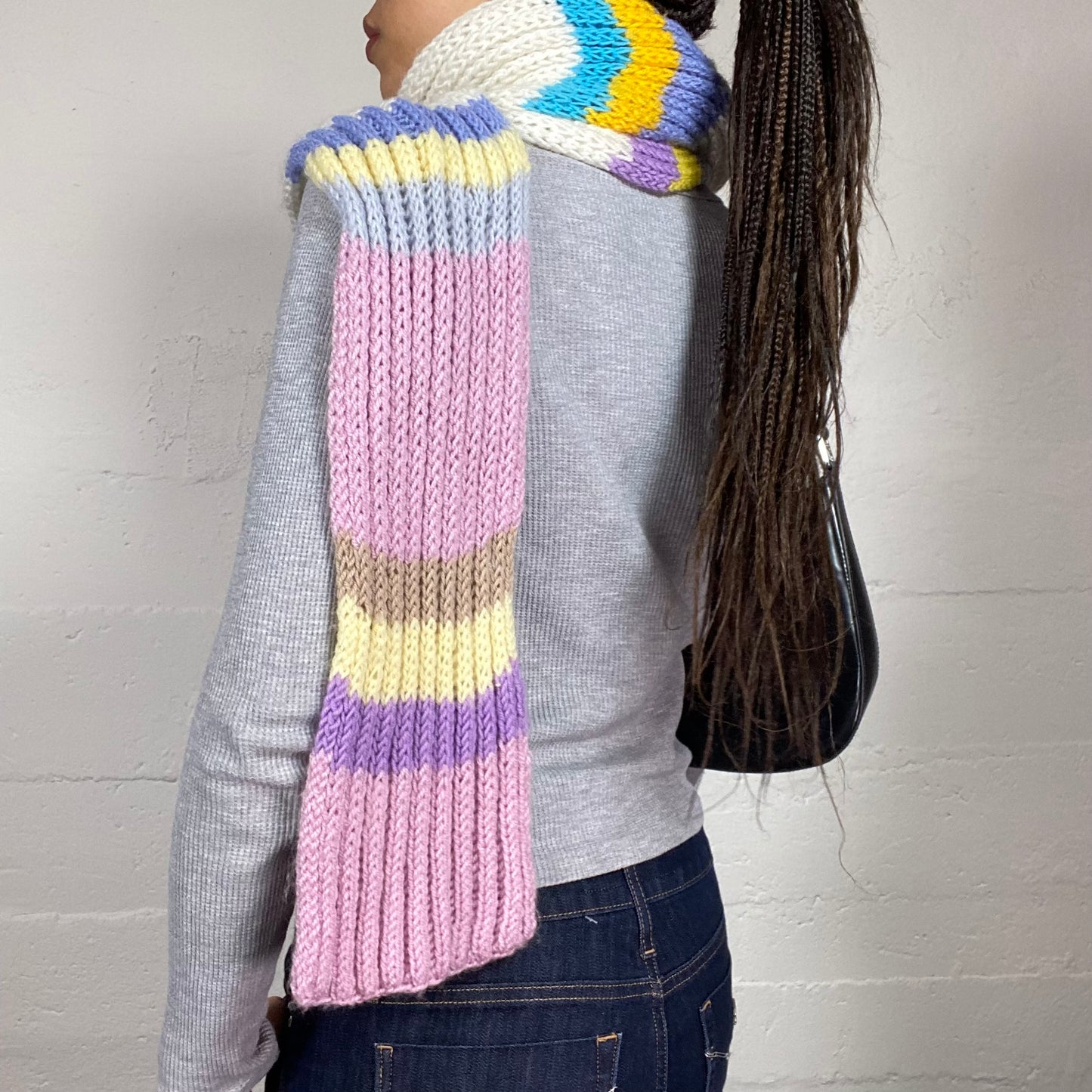 Vintage 90's Downtown Girl Pastel Colours Striped Scarf