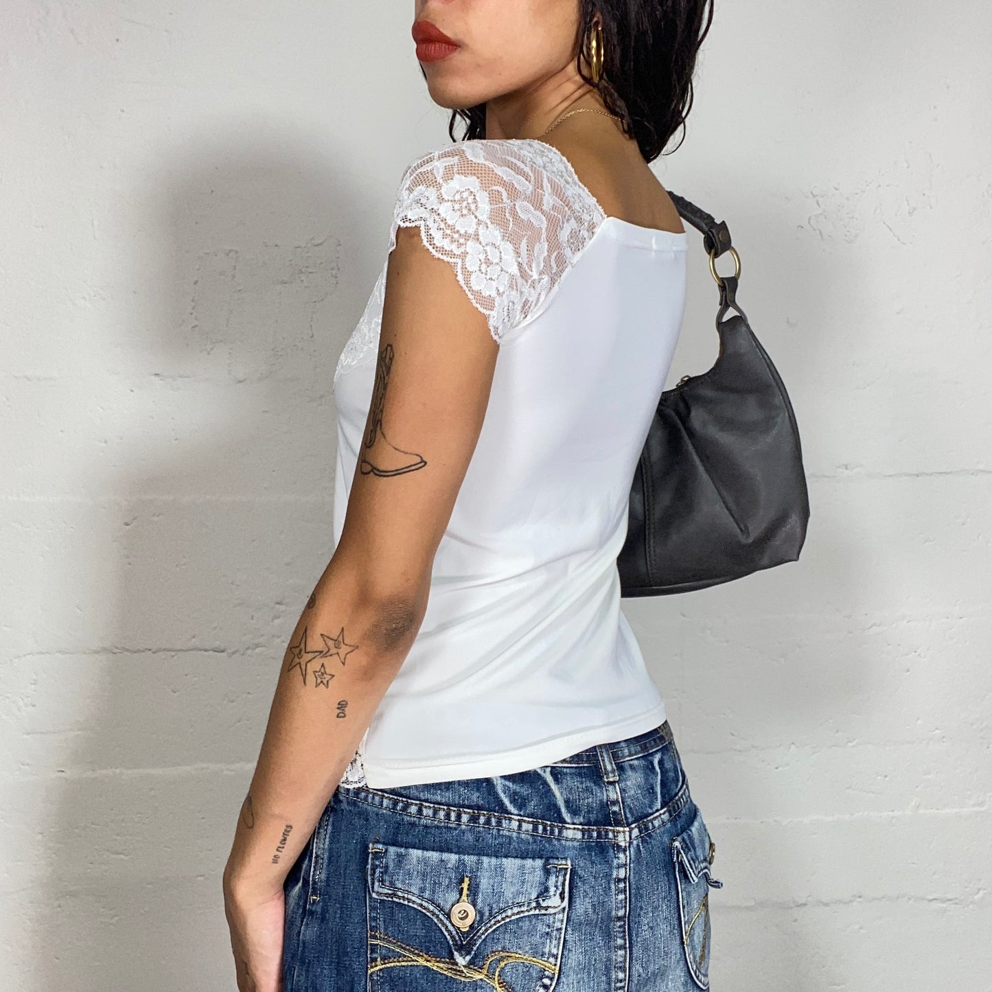 Vintage 2000's Coquette Top with Lace and Ribbon Detail (M)