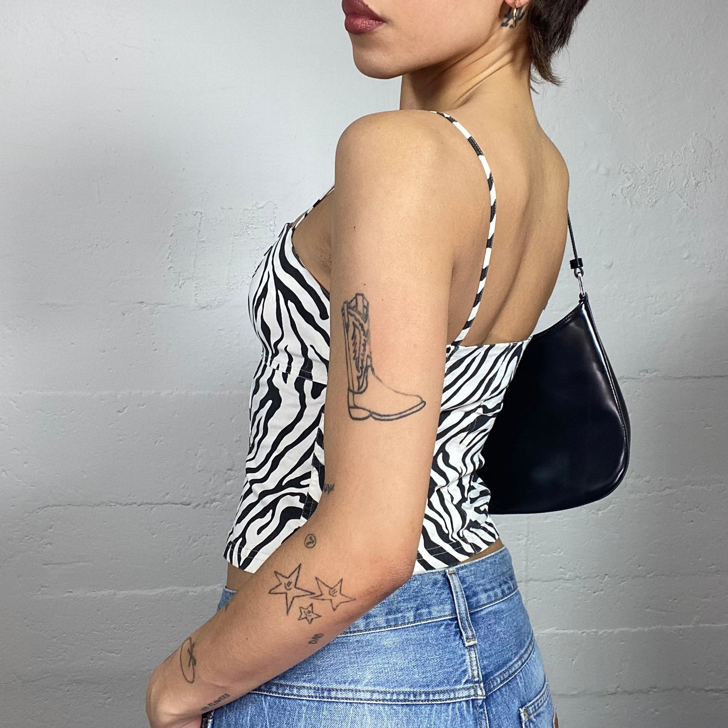 Vintage 2000's Scary Spice Corset Top with Black Zebra Print (S)