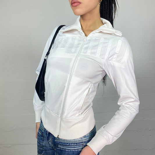 Vintage 2000's Puma Sporty Girl White Zip Up Sweater with Brand Name Detail (S/M)