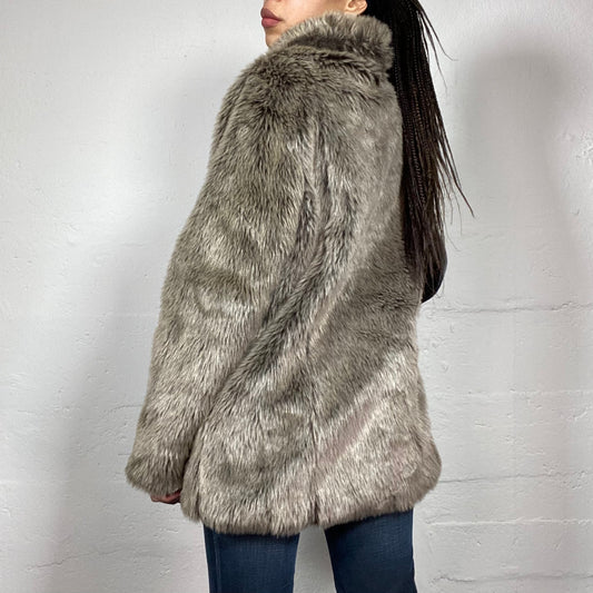 Vintage 2000's Indie Faux Fur Brown Long Coat (L)