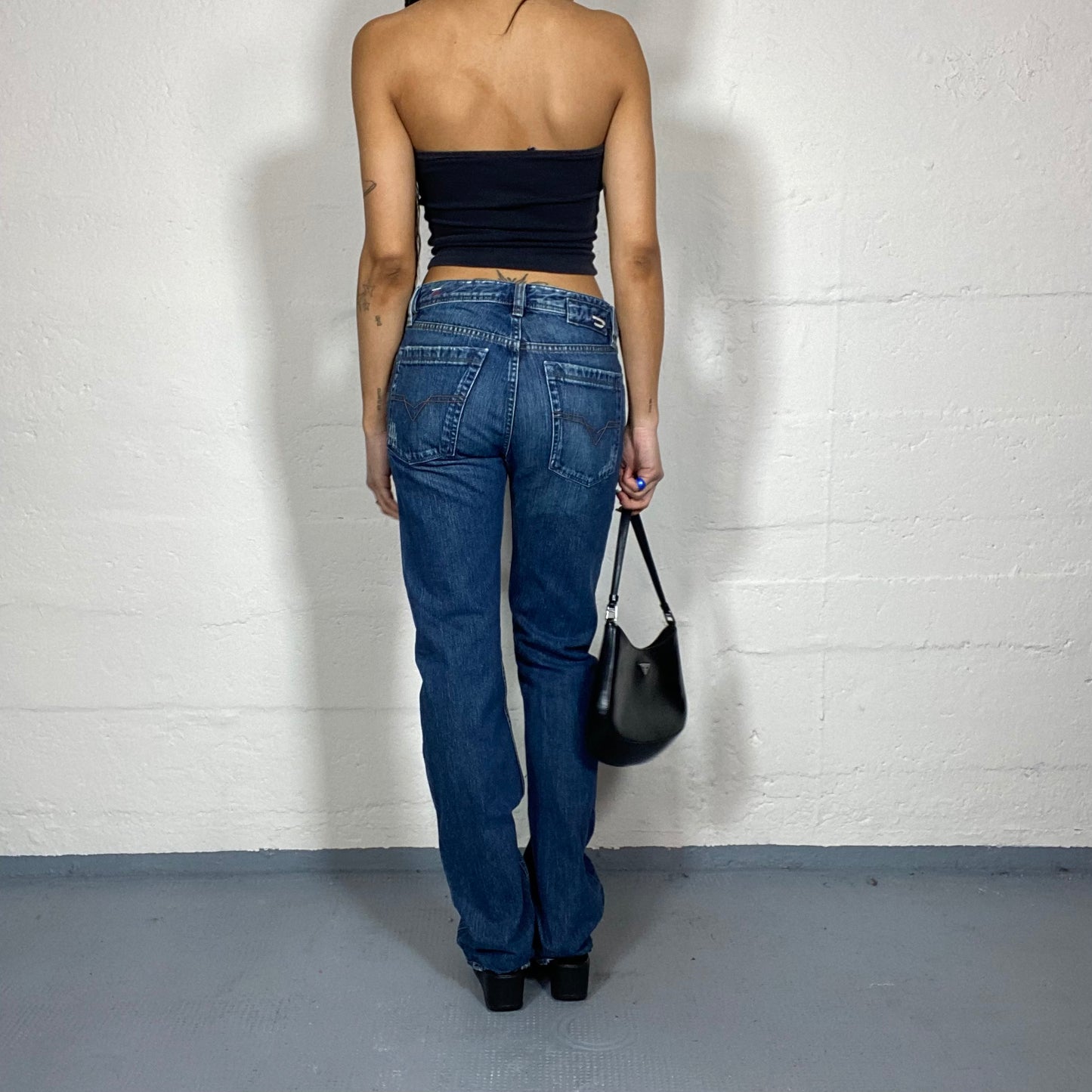 Vintage 2000's Spice Girls Dark Low Waist Pants with Straight Cut (S)