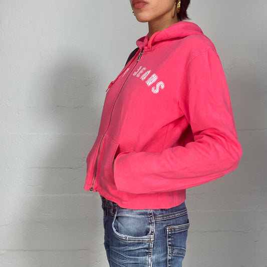 Vintage 2000's DKNY Pink Zip Up jacket with White "DKNY Jeans" Print (M)