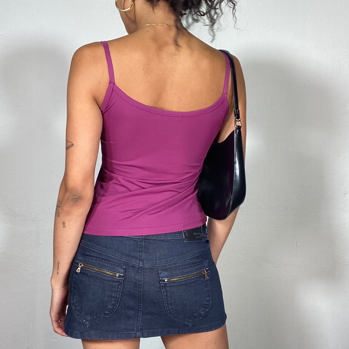 Vintage 90's Classic Purple V-Neck Top with Stitched Stripes on the Chest (S)