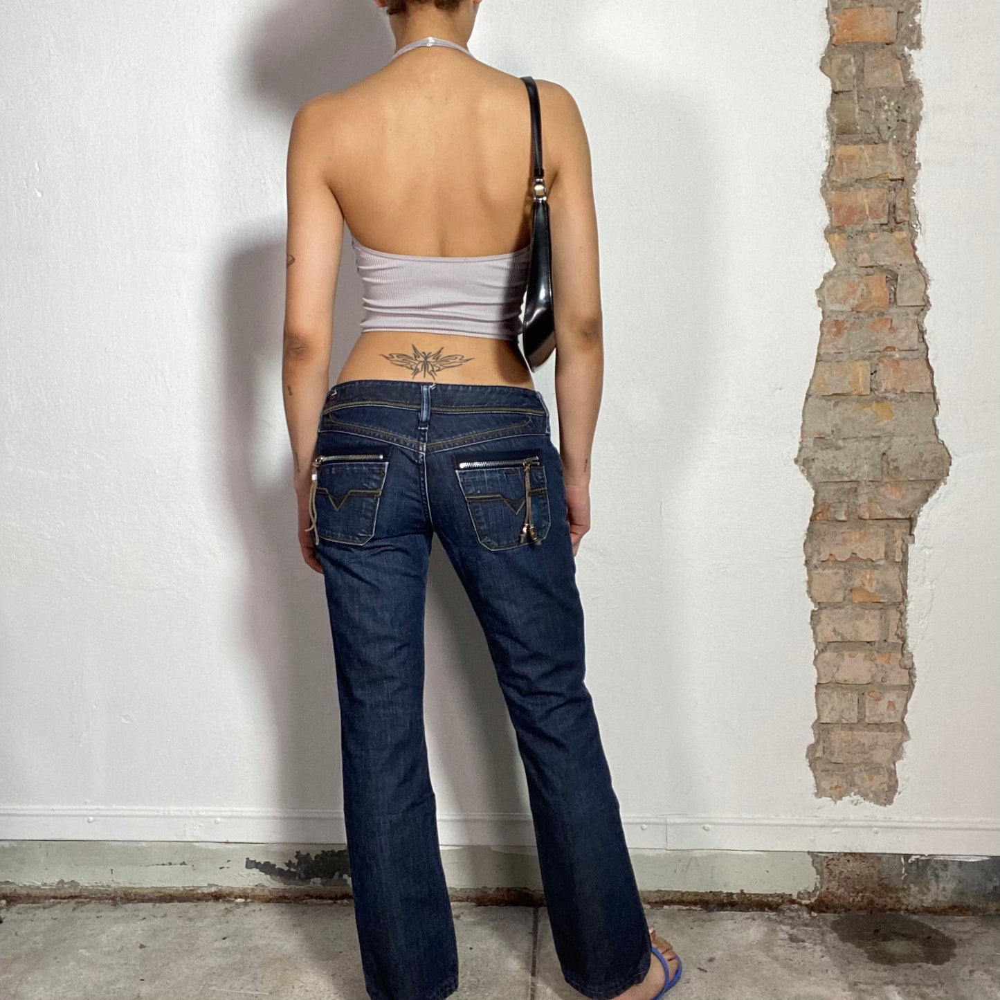 Vintage 90's Diesel Dark Wash Jeans with Zipper Pocket Details (S)