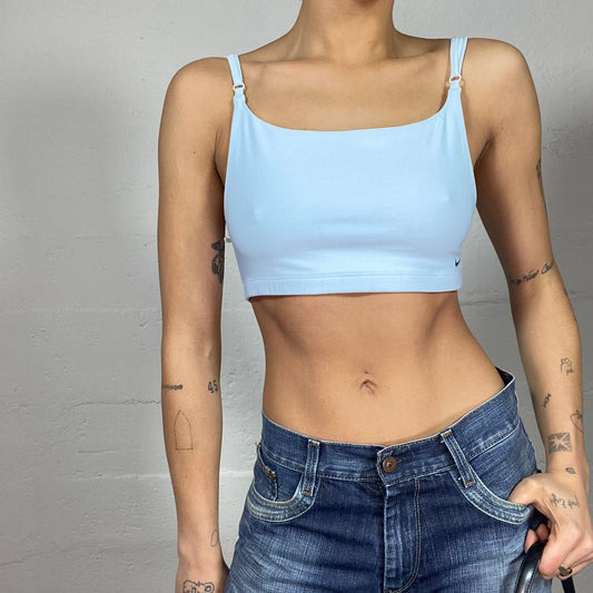 Vintage 2000's Nike Sporty Girl Baby Blue Top with Brand Logo Detail (S)