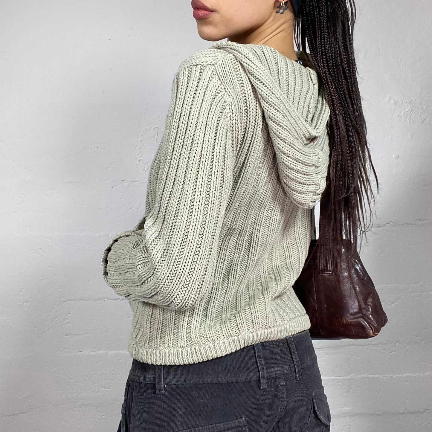 Vintage 90's Joey Grey Knitted Pullover with Hood Detail (M)