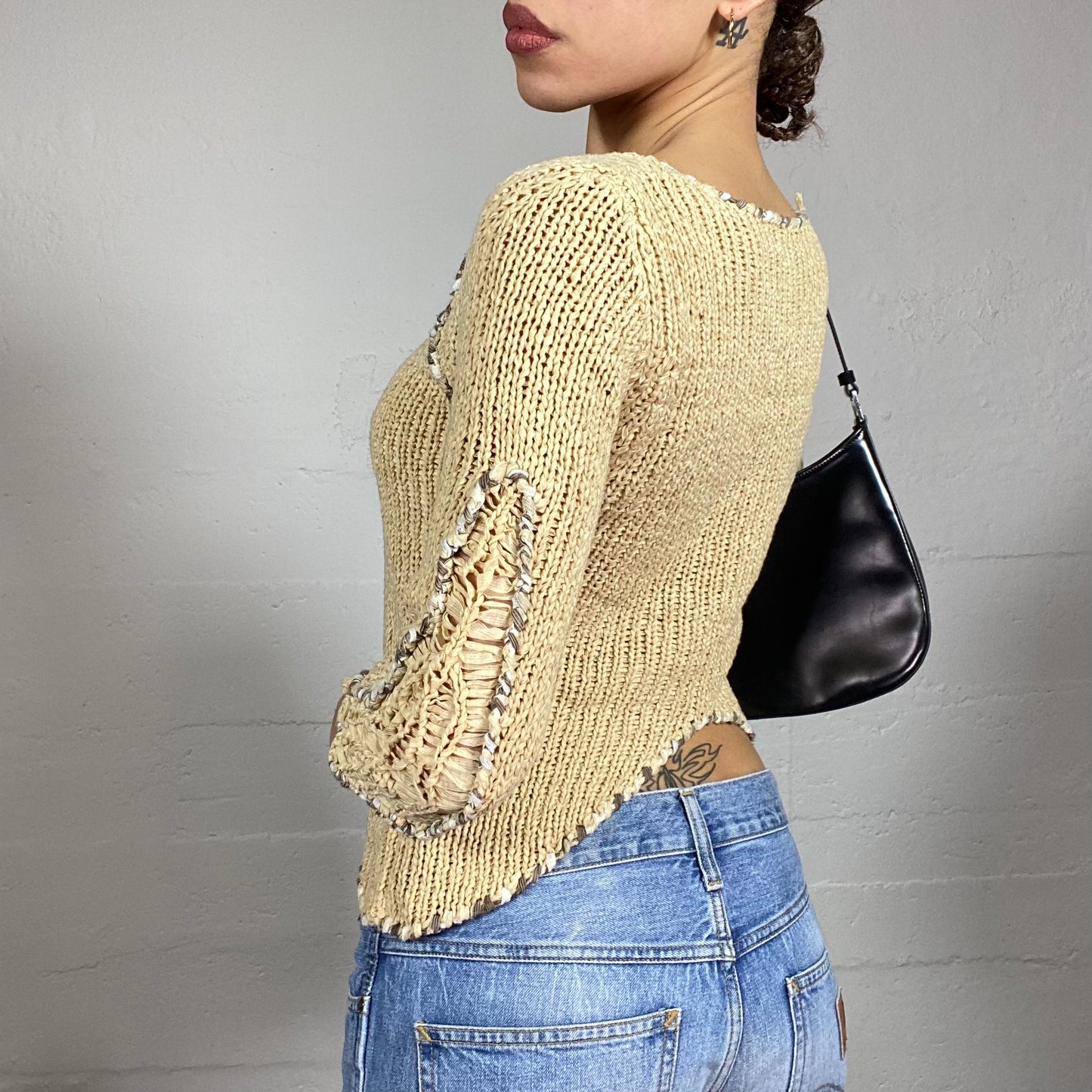 Vintage 90's Fairy Deconstructed Knitted Pullover with Studs Detail (S)