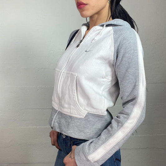 Vintage 2000's Nike Sporty White Zip Up Jacket with Red Laser Back Brand Print (M)