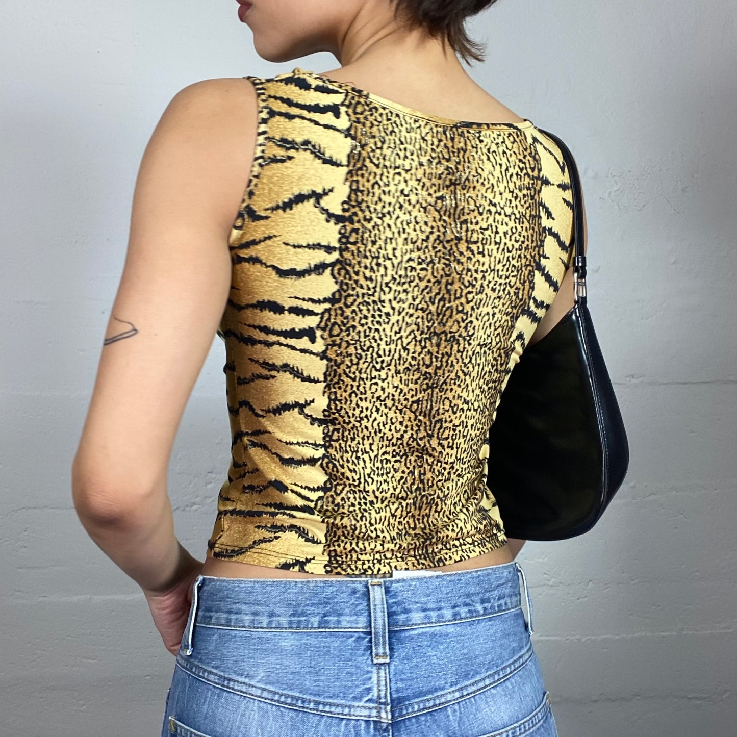 Vintage 2000's Scary Spice Tank Top with Cheetah and Tiger Print (S)
