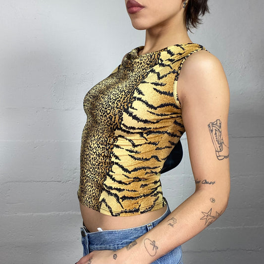 Vintage 2000's Scary Spice Tank Top with Cheetah and Tiger Print (S)