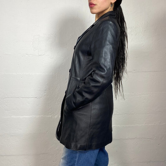 Vintage 90's Buffy The Vampire Slayer Black Long Leather Coat (S)
