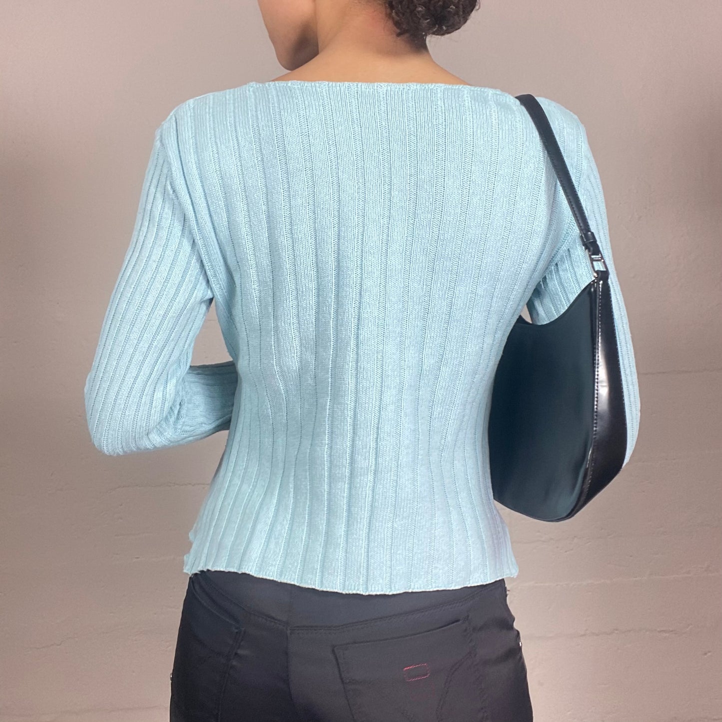 Vintage 90's Soft Girl Wrapped Knitted Pullover with Lace Up Detail (S)
