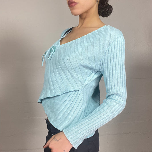 Vintage 90's Soft Girl Wrapped Knitted Pullover with Lace Up Detail (S)
