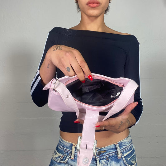 Vintage 2000's Soft Girl Pink Shoulder Bag with Buckle Detail
