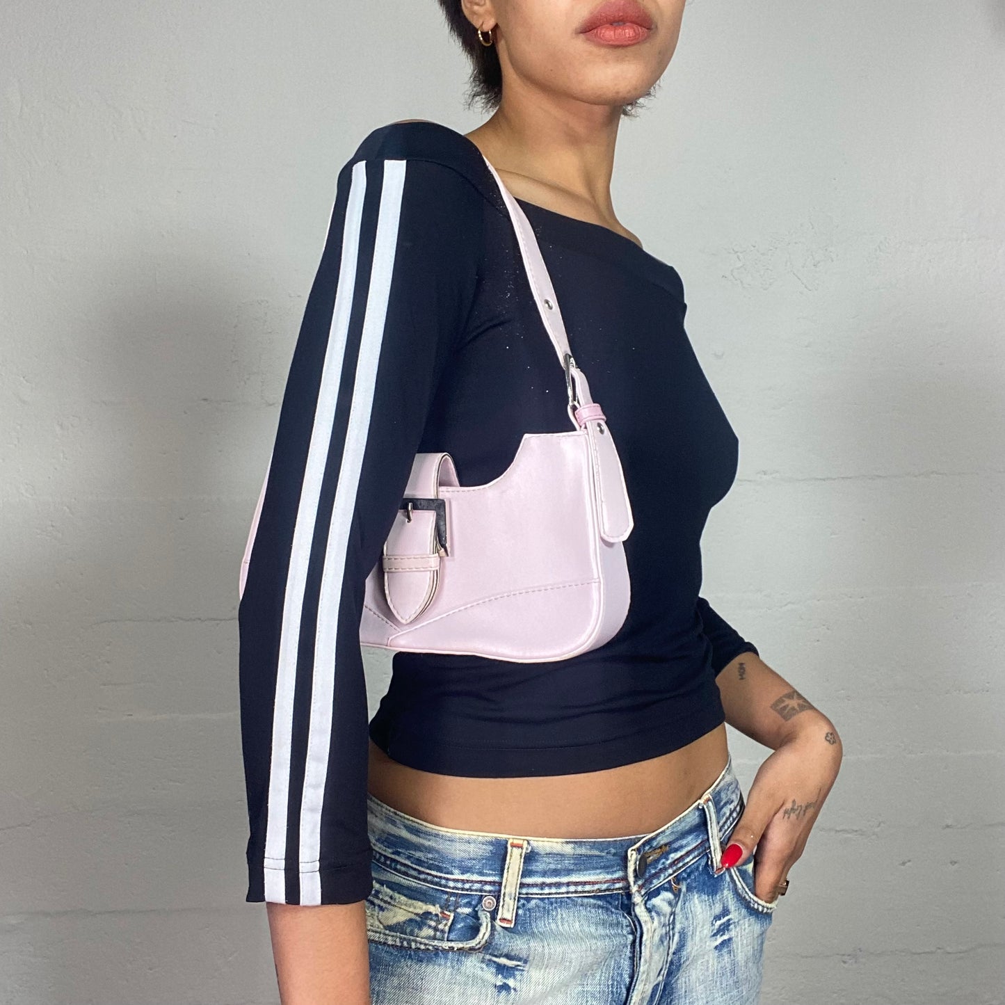 Vintage 2000's Soft Girl Pink Shoulder Bag with Buckle Detail