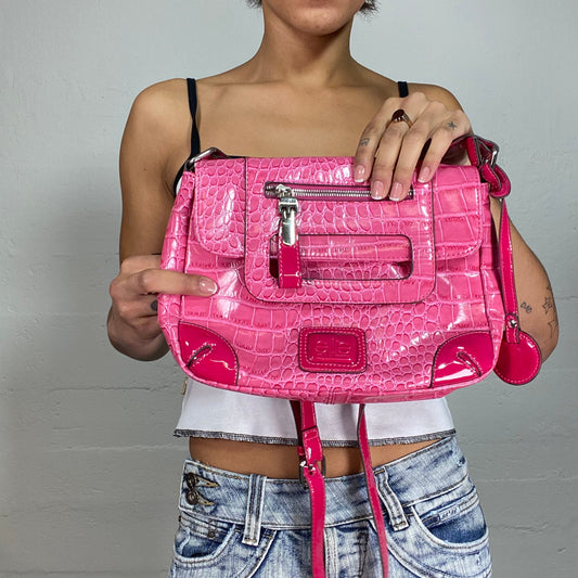 Vintage 2000's Elite Pink Small Faux Leather Crossbody Bag