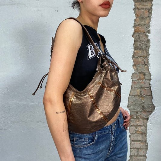 Vintage 2000's Hobo Bronze Shoulder Bag with Sequin Stripes
