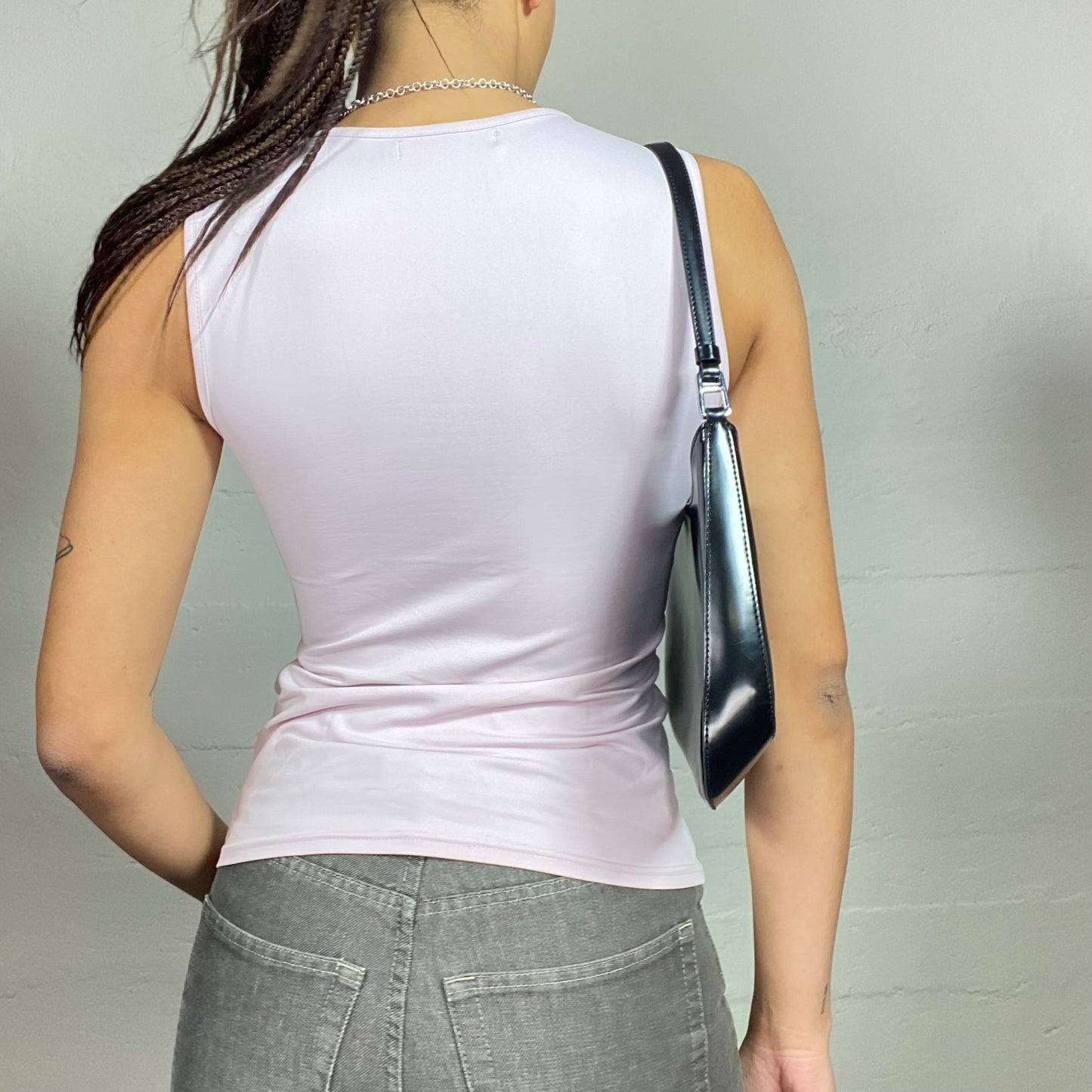 Vintage 2000's Downtown Girl White V-Neck Top (S)
