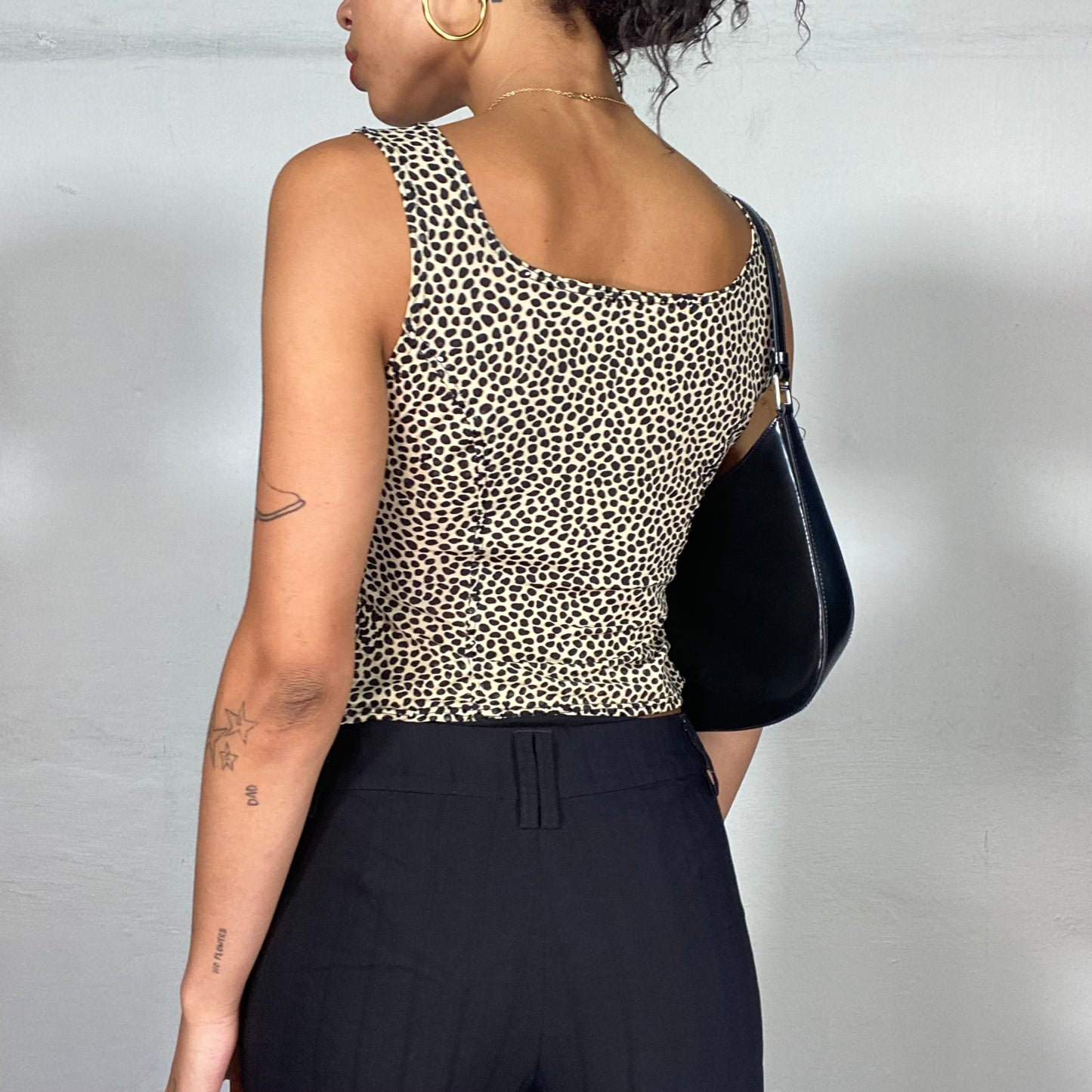 Vintage 2000's Square-Neck Animal Print Top with two delicate Side Slits (S)