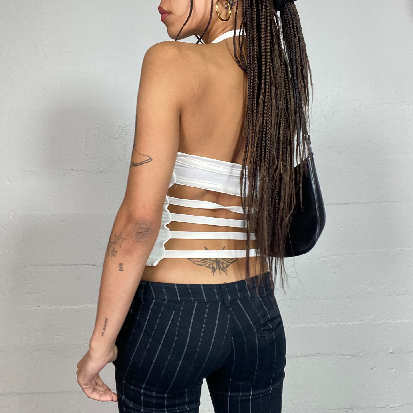 Vintage 2000's Clubwear White Open Back Top (S)