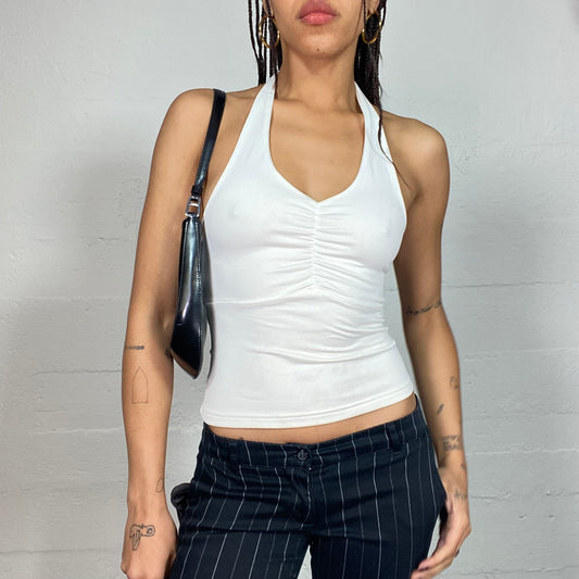 Vintage 2000's Clubwear White Open Back Top (S)