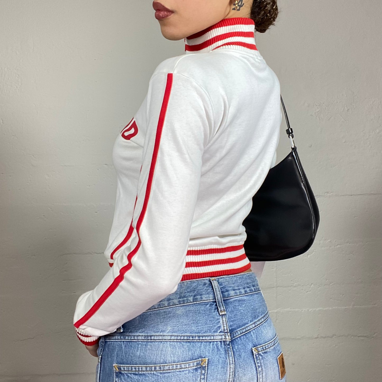 Vintage 2000's Downtown Girl White Zip Up Jacket with Red "England" Print (S)