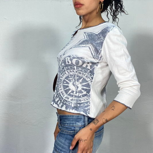 Vintage 2000's Coastal Vibes Sea Girl 3/4 Longsleeve Top(S/M)